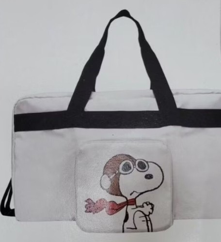 Snoopy Peanut Polyester folderable Travel Zipper Bag 28L 50x19x30cm White NEW - Picture 2 of 3