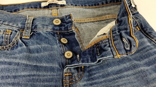 Pantalones de mezclilla Hollister Jeans para mujer 3 azules W26 parche lavado medio denim cómodo - Imagen 9 de 12