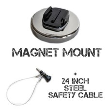 100 MPH Magnetic Mount compatible with GoPro  24 in steel tether 160 KPH