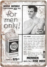 Mennen Bath Talc Vintage Powder Ad 12" x 9" Reproduction Metal Sign ZF99