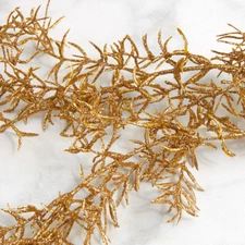 2 Factory Direct Craft Gold Glitter Coated Plastic Draping Fern Sprays