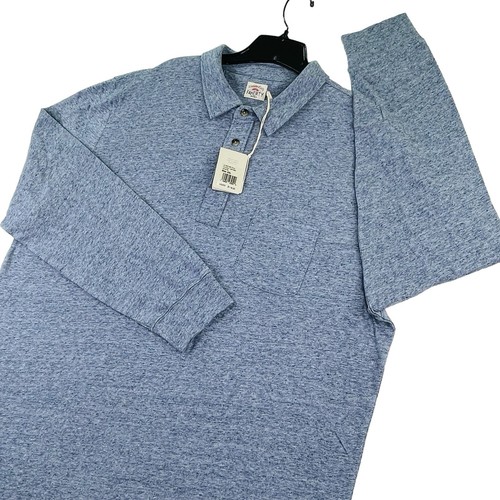 Faherty Luxe Poloshirt Herren Gr. 2XL Meliert Grau Langarm Tasche Bio Neu - Bild 9 von 11