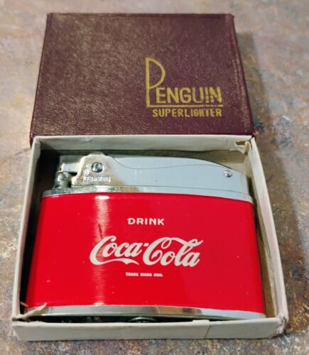 RARE 1950s COCA-COLA "Penguin" Cigarette LIGHTER....Japan....MINT IN BOX!
