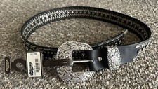 Nocona Womens Medium Belt Black Leather Rhinestone Silver Stud Western Bling