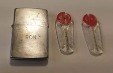ZIPPO LIGHTER 1978 VINTAGE BRUSH CHROME NAME RON ENGRAVED Retro W/ 11 Flints