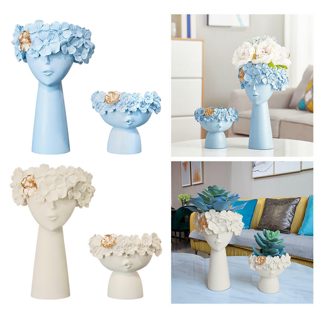 2pcs Art Human Head Flower Vase Planter Plants Pot Office Centerpiece Decor NOWOŚĆ tanio