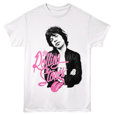 The Rolling Stones T-Shirt MICK JAGGER ROCK N ROLL Licensed White Cotton Merch