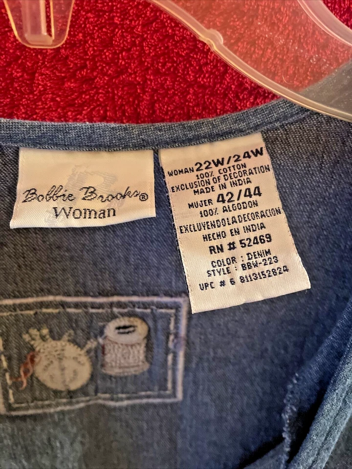 复古 80 年代女式 22W/24W 码牛仔背心裁缝 Bobbie Brooks — 第 4/4 张图片