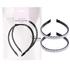 Leather Braided Headbands for Women & Teens PU Plaited Aliceband, Hairband, 2pcs