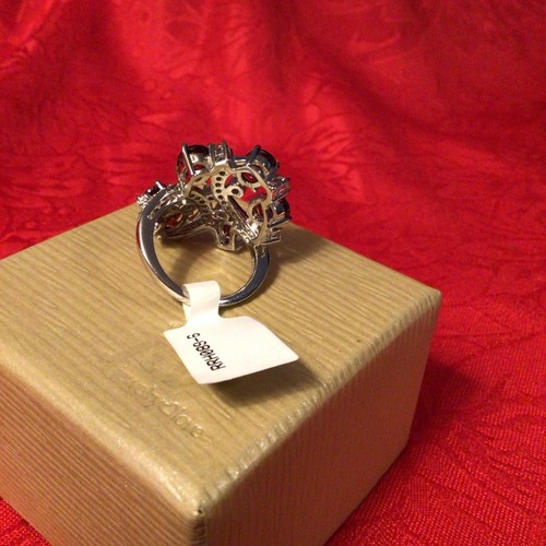 BBJ Red And White Gemstone 925 Sterling Silver Ring Size 6 - Picture 2 of 9