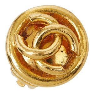 Authentic Chanel Coco Mark Vintage Round Single Ear Earrings Gold Plated