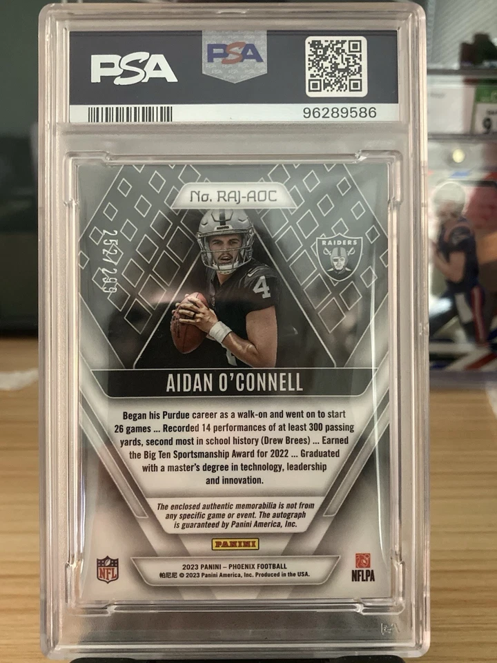 2023 Panini Phoenix - RPA Rookie Auto Jersey #RAJAOC Aidan O'Connell /299 PSA 10 - Image 3 of 4
