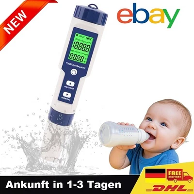 MARKENLOS 2025 Neu Digital Messgerät PH/EC/TEMP/SALT/TDS Tester Pen 5in1 Trinkwasser Prüf-