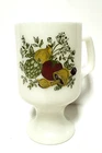 VTG Corning Ware Spice of Life Coffee Mug Pedestal Milk Glass Mushroom Nut Onion