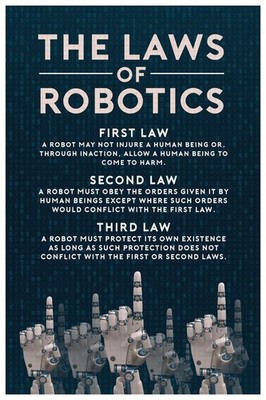 The Three Laws of Robotics Rules Science Fiction SciFi Geeky Inventor Handbook o