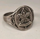Vintage Sterling Silver Boy Eagle Scout Ring BSA Signed "STERLING" - SIZE 9