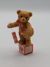 Cherished Teddies Bear with Heart Dangling Blocks Mini Figurine 203084 1996