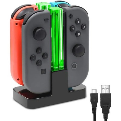 Switch Joy-Con 4-Port Charger Dock USB 5V LED Light ABS Material with USB Cable