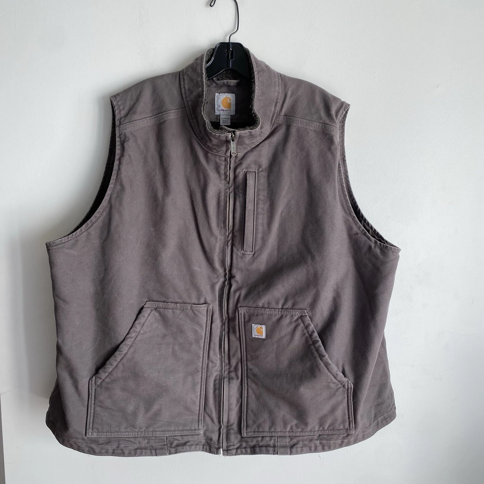 Carhartt Gray Duck Canvas Quilt-Lined Work Vest Men’s Size 3XL RN 14806