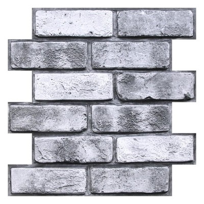 COMSTICKC 3D Faux Brick Wall Panels 10-Pack, 12''x12'' Peel & Stick Gray PVC Tile