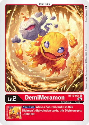 DemiMeramon BT10-001 U Xros Encounter Digimon TCG