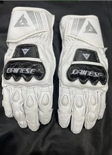 Dainese Druid 4 Leather Gloves White CE Armor Summer Racing Motorcycle