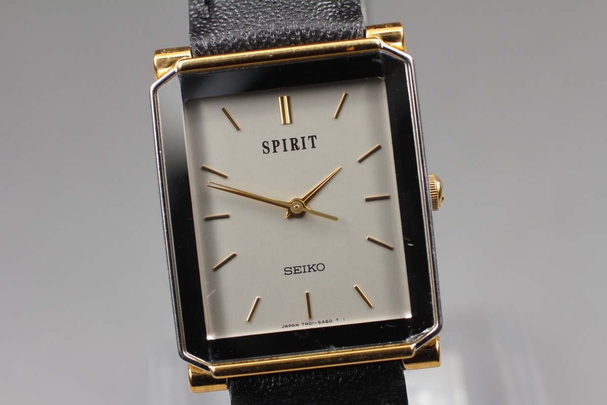 Vintage 1992 Exc+4 Seiko Spirit 7N01-5A50 Gold Two-Tone Quartz