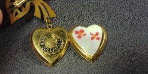1950s New Orleans Louisiana Souvenir Brooch Pin Heart Shape Locket Gold Vintage