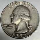 1954 D Washington 90% Silver Quarter Circulated Condition 25c US Coin - 2802