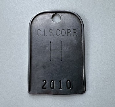 Vintage C.I.S. Corp Metal Company ID Tag Badge Equipment Tool Check Token H 2010
