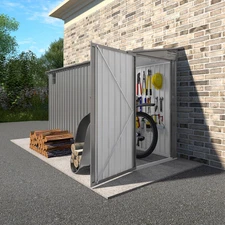 4 * 9.2 FT Outdoor Storage Shed, Galvanized Steel Garden Shed with Lockable Door