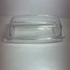 Vintage Corning Pyrex Clear Glass Covered Butter Dish Top & Base 72-B USA