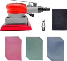 DATOUBOSS Pneumatic Palm Sander Square Air Random Orbital + Sandpaper 