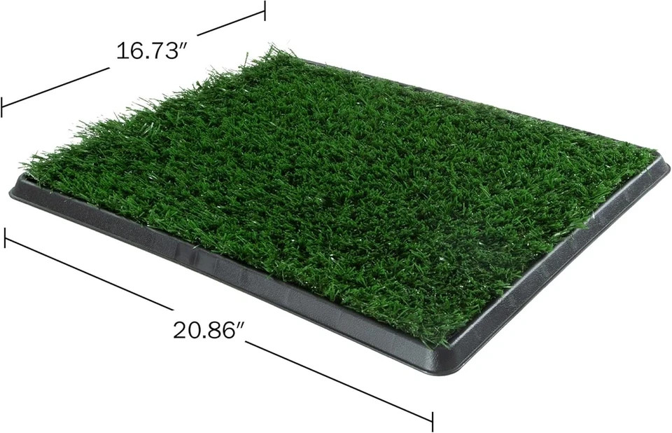 Artificial Grass Puppy Pee Pad for Dogs Small 3-Layer System, Green & Black 