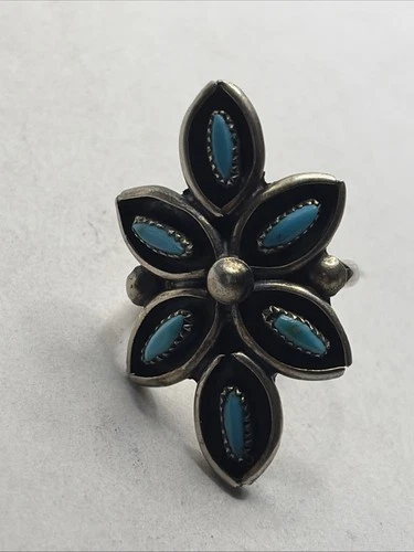 Vintage Sterling Silver Turquoise  Ring Size 7.5, 925