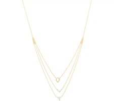 Diamonique Sterling Silver Goldclad Three Row Layered Necklace. 16"