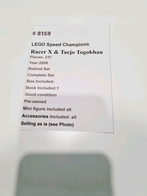 Lego 8159 Racer X & Taejo Togokhan With Instructions Incomplete