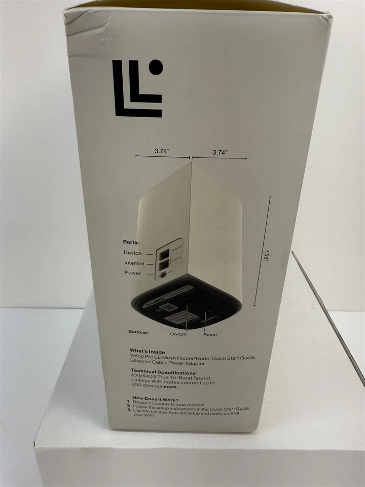 Linksys Velop Pro 6E WiFi Mesh System | One Cognitive Mesh Tri-Band Router | 5.4 - Image 3 of 4