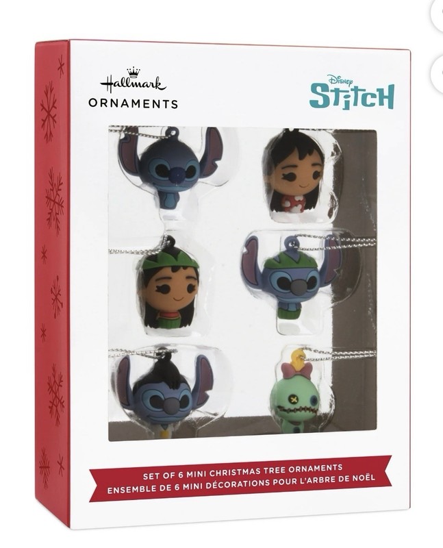 Hallmark Disney Stitch Set Of 6 Mini Christmas Tree Ornament Figures Holiday New