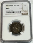 1854 Seated Liberty Quarter with Arrows NGC XF 45