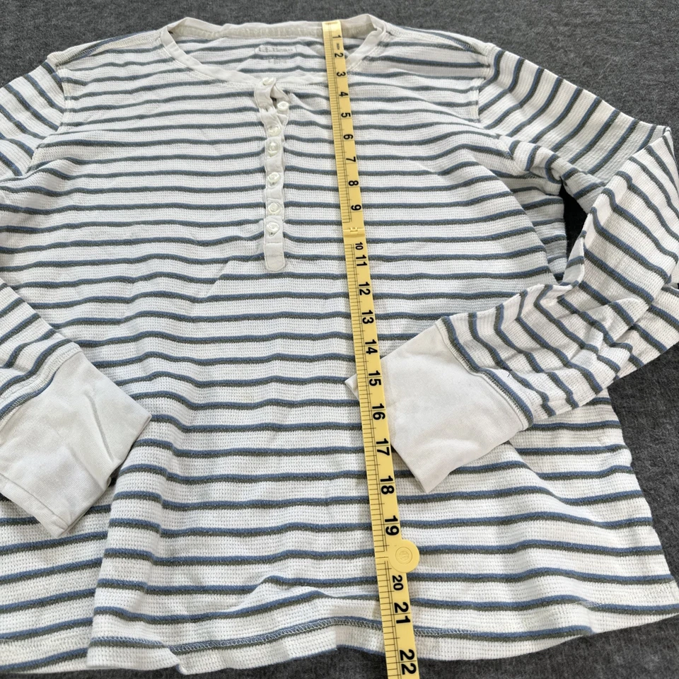 Camiseta LL Bean Mujer Blanca Azul Verde Rayas Mangas Largas Talla Grande Foto 4 de 4