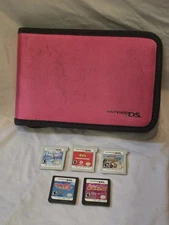 Nintendo DS 3DS Game Lot Set of 5 Frozen Barbie Hello Kitty Petz w Storage Case