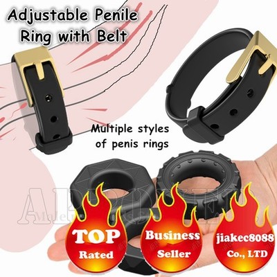 Adjustable Leather Chastity Belt Delayed Glans Trainer Ring Stretcher Enhancer