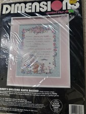 Dimensions Ctd Cross Stitch Baby’s Welcome Birth Record #3708 1991 Nuevo de Lote Antiguo