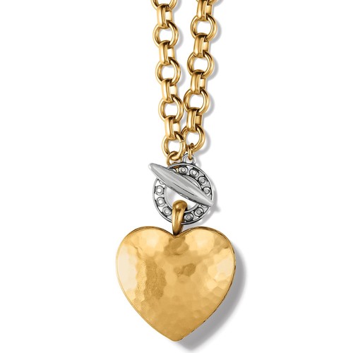 Brighton Inner Circle Two Tone Heart Pendant Toggle Necklace MSRP $178 NWT