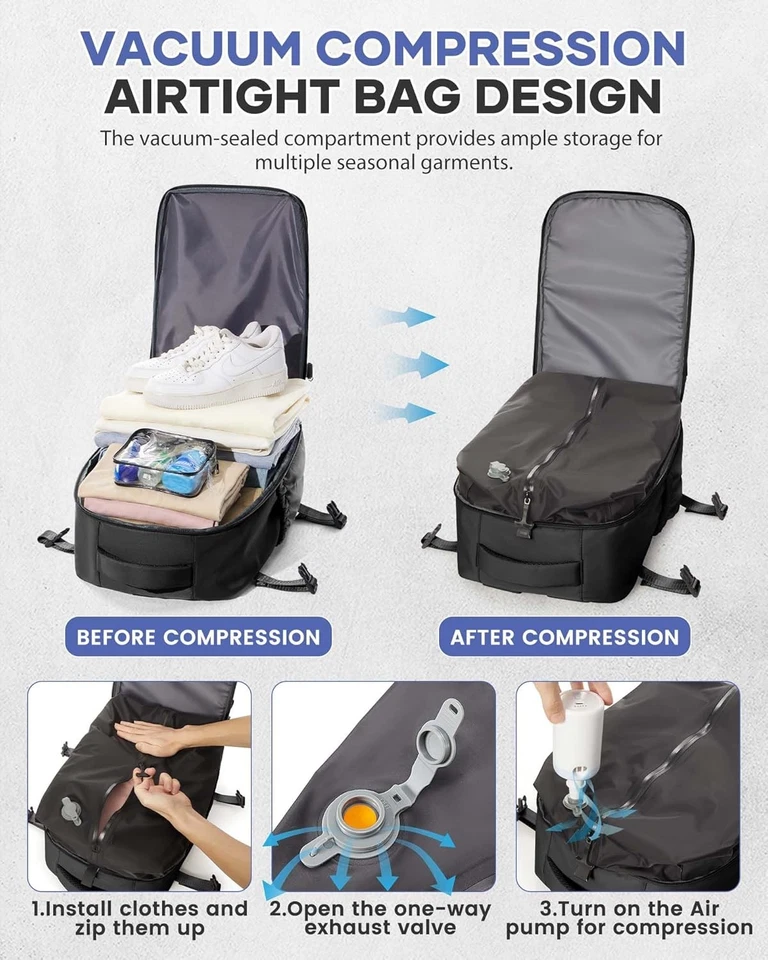 Mochila de viaje al vacío con bomba para mujer artículo personal mochila al vacío mochilas  Foto 2 de 4