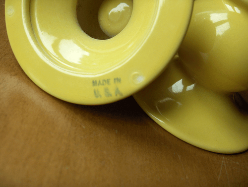 Franziskaner El Patio Kugel Kerzenständer Paar~gelb glänzend~#133~Vintage 30er Jahre - Bild 4 von 4