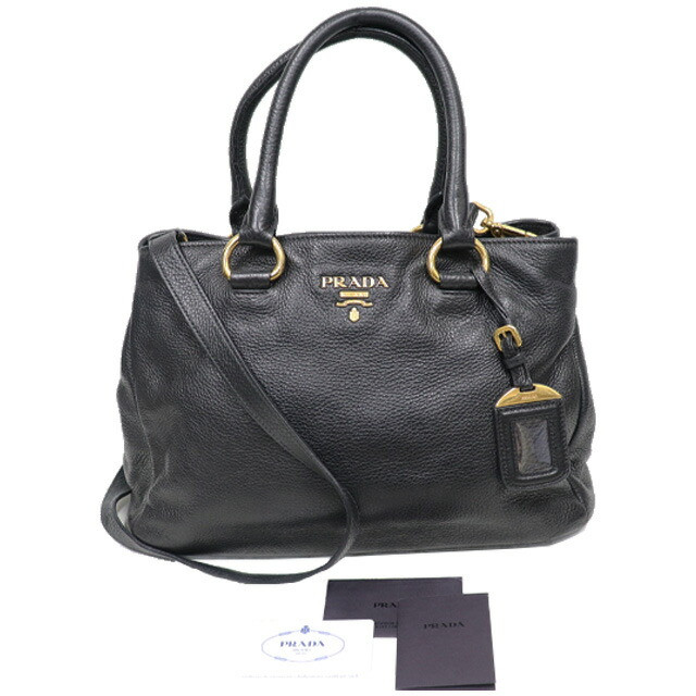 Prada 2Way Shoulder Bag Crossbody Embossed Leather Black Prada 2Way Shoulder Bag Crossbody Embossed Leather Black
