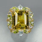 Jewelry gems 38 ct Natural Lemon Quartz Ring 925 Sterling Silver Size 8 /R473080