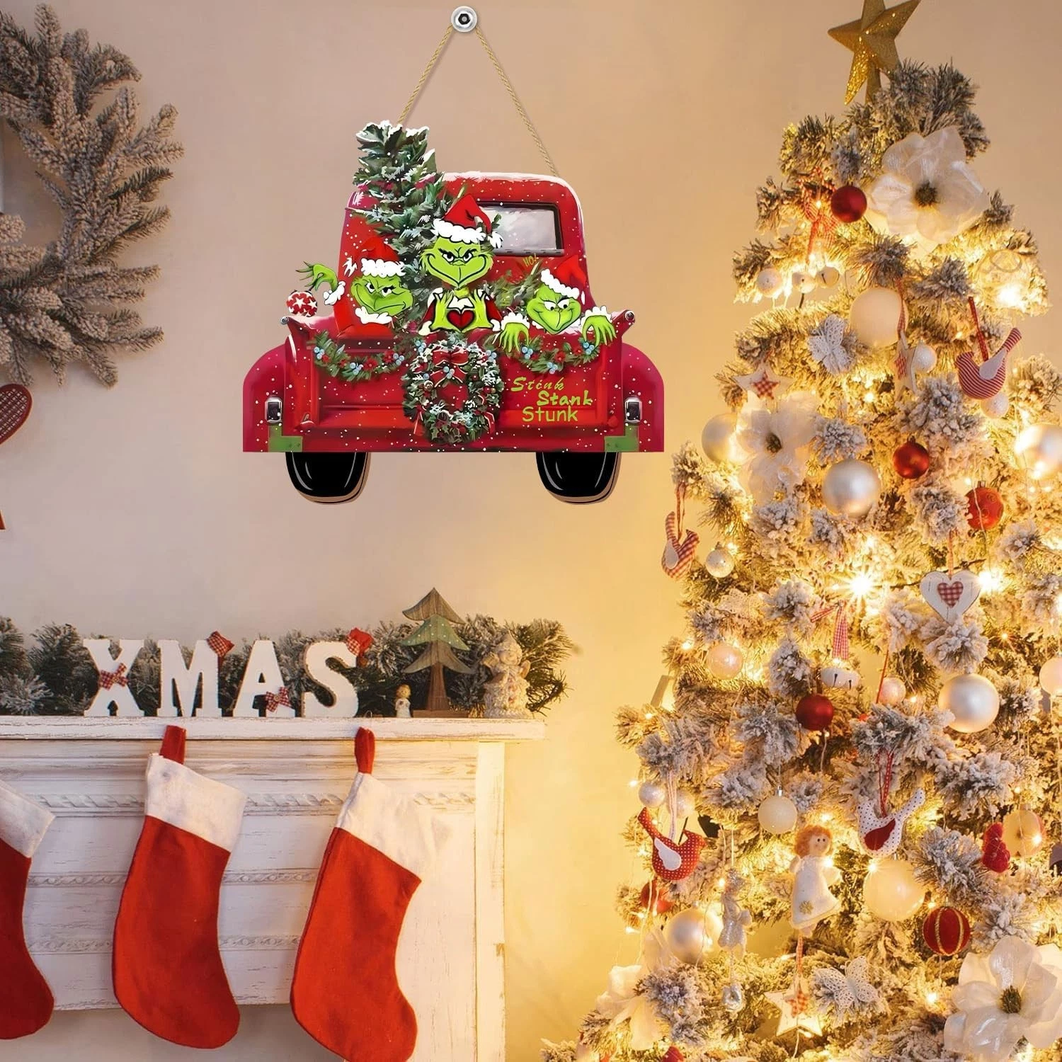 Christmas Door Hanging Sign Wooden Wall Decor